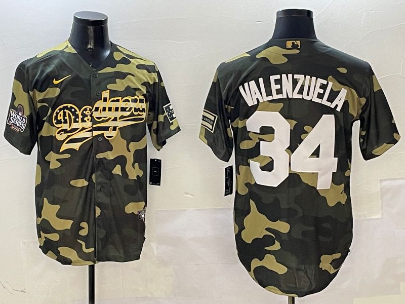 Men Los Angeles Dodgers 34 Valenzuela Camo Joint Name 2025 Nike MLB Jersey style 3